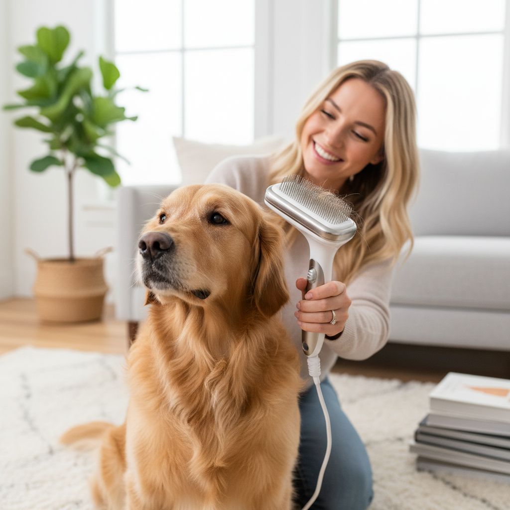 4-in-1 Self-Cleaning Pet Brush lifestyle photo